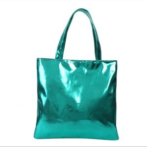 WOMANS Aqua Metallic Teal Tote Bag - Summer Shopping bag